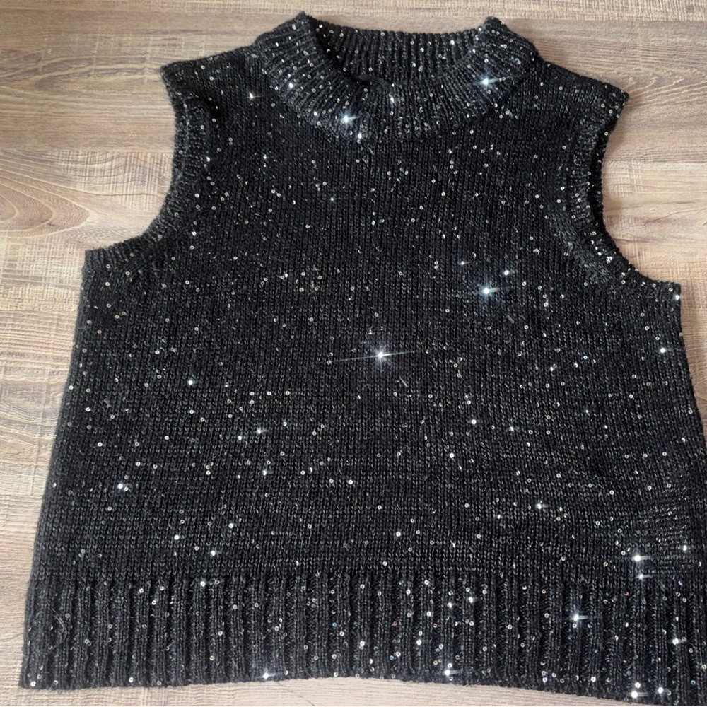 VERO MODA Holiday Sparkly Shimmer Going Out Sleeveless Top Size M/L With Stretch - Picture 5 of 13